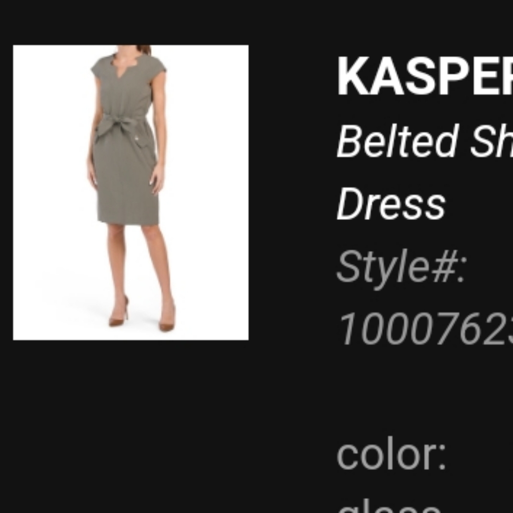 Kasper fitted suit dress! Cap sleeves and belt